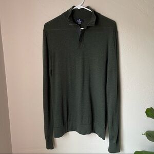 F. Faconnable Men's 1/4 Zip Up 100% Wool Green Sweater Size: XL Tall‎